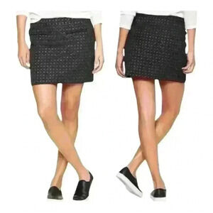 NWT Gap Black Textured Square Pattern Lined Mini Skirt faux leather Size 14